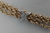 10k Yellow Gold Multistrand Rope Bracelet With Diamonds 3.3g 7 Inch Eb0826lxzsa