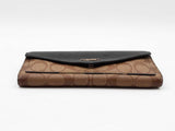 Coach Slim Envelope Wallet In Signature Coated Canvas & Black Leather Fw0925wzdu