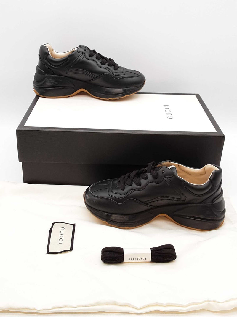 Gucci Rr Rython Gucci Rython Black Leather Sneakers With Rainbow Logo Size 34 Eb0226lr ...