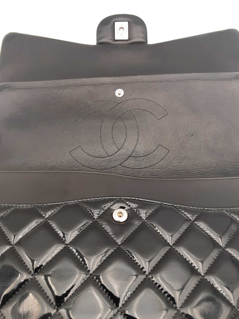 Chanel Classic Maxi Black Quilted Patent Leather Double Flap Bag Sd0825wzxzsa