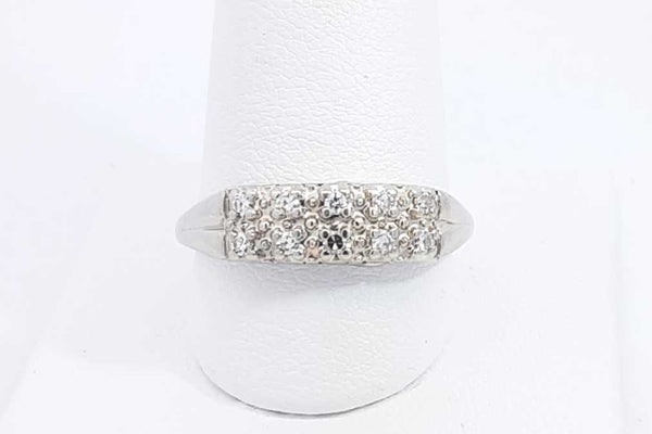 Approx. 0.2ctw Diamond Ring In 14k White Gold 3.2 Grams Size 9.5 Ebeb1124lexsa