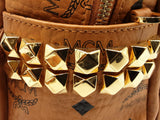 Mcm Mini Stark Side Studs Backpack In Cognac Visetos Coated Canvas Fw0126oexdu