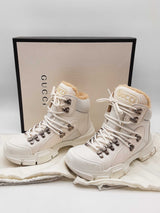 Gucci Flashtek White Fur Lined Sneakers Size It 38.5 Do1224loxde
