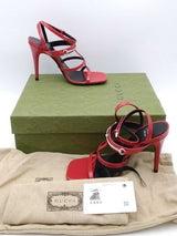 Gucci Regent Strappy Horsebit Red Leather Heels Size 37 Eb0926oorsa