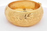 23k Yellow Gold Floral Etched Hinged Bangle Bracelet 75.9 Grams Eb0526cexzsa