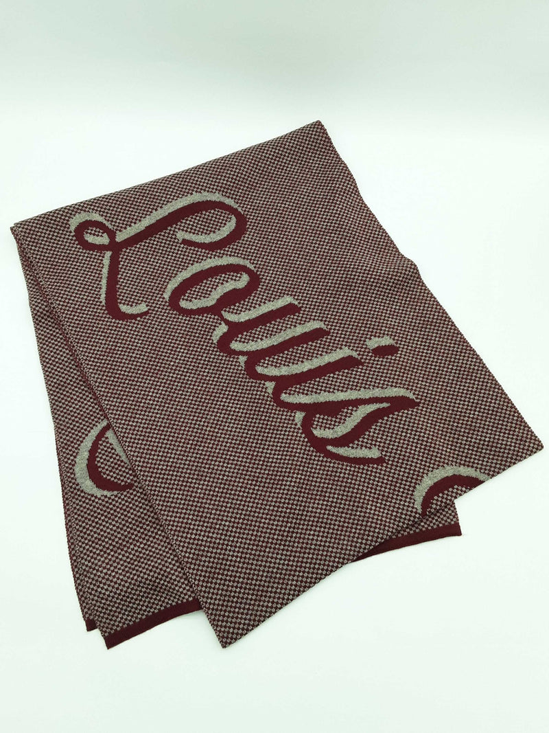 Louis Vuitton Signature Logo Red Gray Wool Scarf Do1025lrxde