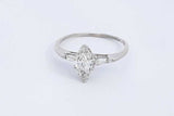 1ctw Marquis Diamond Ring In 14k White Gold 2 Grams Size 8.5 Eb0325lexzsa