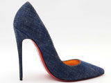 Christian Louboutin So Kate 120 Blue Denim Size 38 Aa0626lrzsa