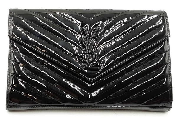 Yves Saint Laurent Patent Leather Cassandre Envelope Chain Wallet Eb1125rxzdu
