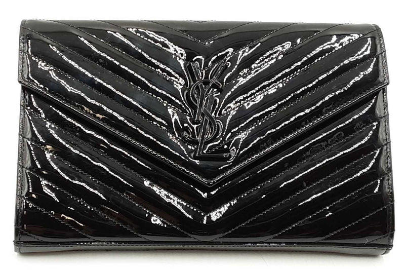 Yves Saint Laurent Patent Leather Cassandre Envelope Chain Wallet Eb1125rxzdu