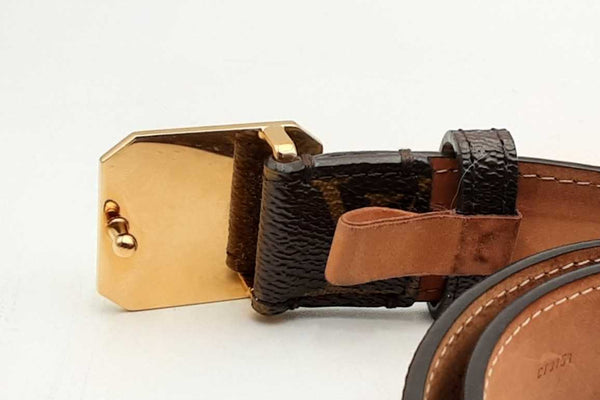 Louis Vuitton Monogram Belt With Gold Tone Buckle Eb0824lrxsa