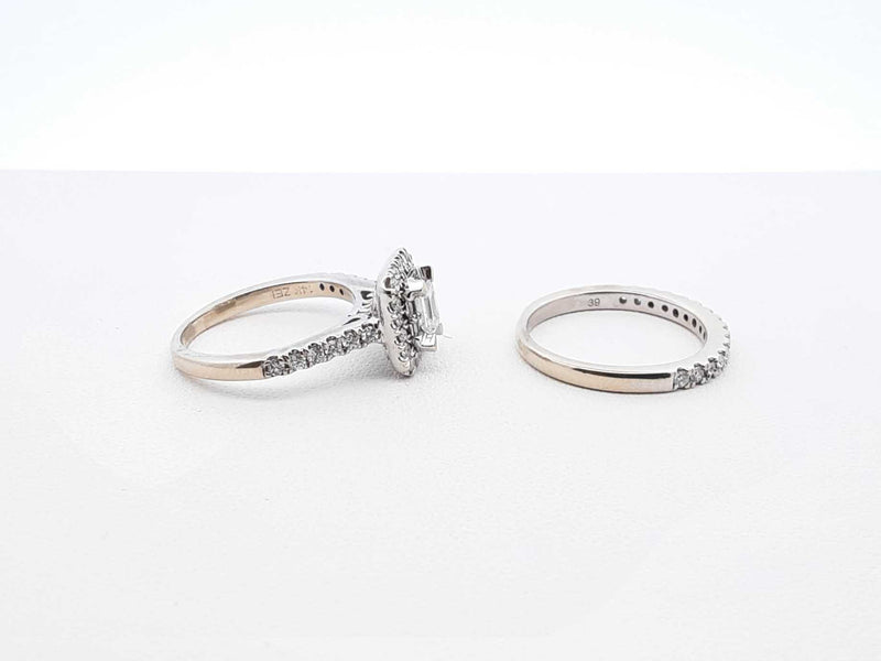 1.58 Cttw Diamond & 14k White Gold Bridal Set 6.4 Grams Size 5.5 Fw1224loxzdu