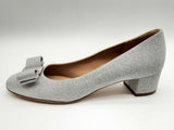 Salvatore Ferragamo Vara Bow Silver Glitter Leather Shoes Size 8.5 Do0324lxzde