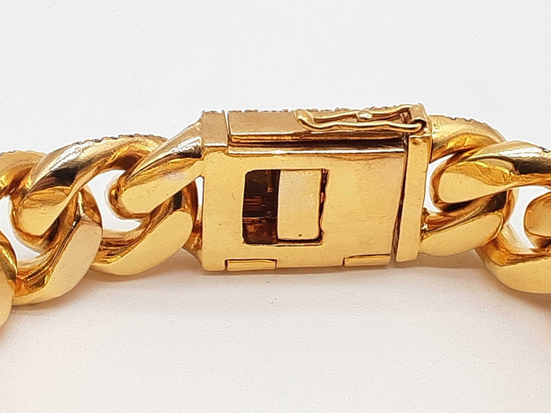 21.50 Cttw Diamonds 14k Yellow Gold 264.0g Solid Cuban Bracelet Do0625lwrxzde