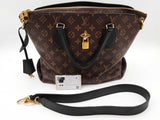 Louis Vuitton Flower Brown Monogram Black Leather Zipped Tote Do0626lixzde