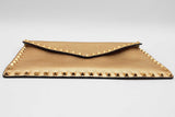 Valentino Garavani Rockstud Gold Metallic Leather Envelope Clutch Eb0726wxzsa