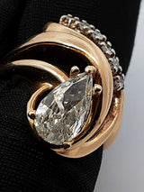 1.37 Cttw Pear-cut Diamond & 14k Yellow Gold Swirl Ring 8.2 Grams Size 5.5 Fw0526orzxdu