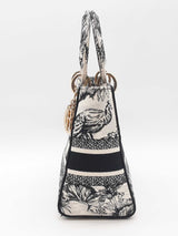 Christian Dior Lady D-lite Black & White Embroidered Top Handle Bag Eb1225lrxzde