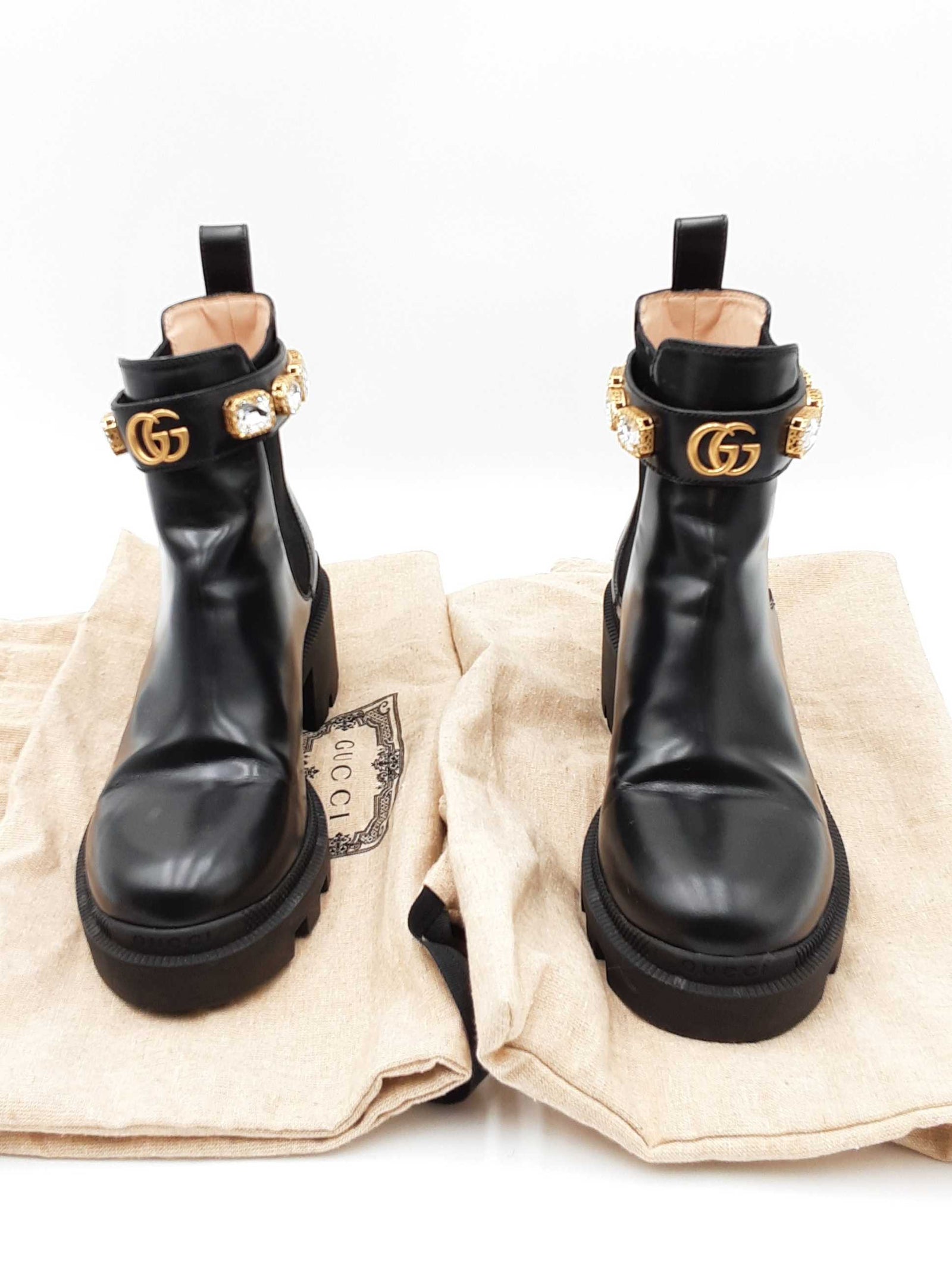 Leather gucci boots best sale