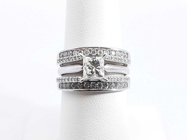 1.96 Cttw Diamond & 14k White Gold Bridal Set 8.5 Grams Size 7 Fw0724ozxzdu