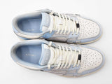 Amiri Skel Low Top Sneakers In White & Powder Blue Leather Size 11 Fw0625lxzdu