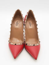 Valentino Garavani Rockstud Red Leather Pumps Size 38 Eb0626lxzsa