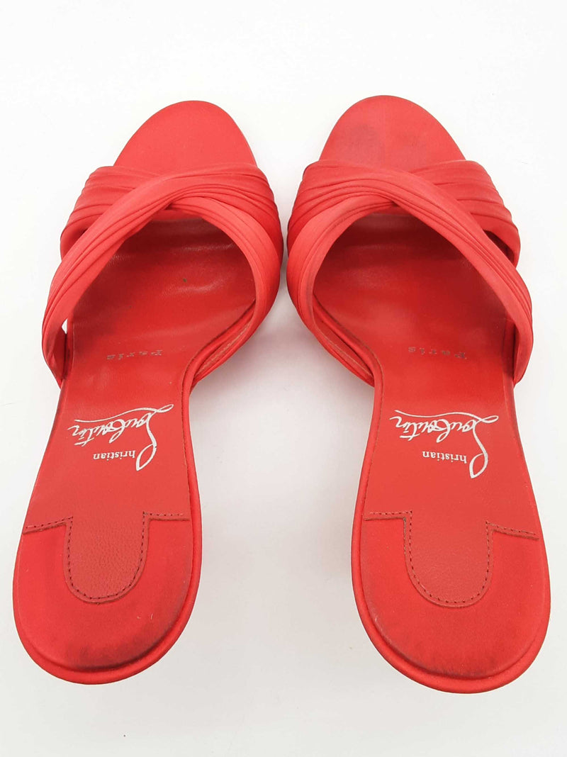 Christian Louboutin Nicol Is Back Red Satin Heels Size Eu 36.5 Do0525lxzde