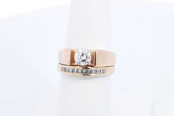 0.60 Cttw Diamond & 14k Yellow Gold Bridal Set 8.1 Grams Size 6.5 Eb1124ppxdu