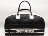 Christian Dior Large Black White Quilted Leather Bowling Bag Do0225ooxzde