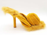 Burberry Yellow Rose Velvet Fur Trim Heels Size It 41 Do0525lxzde