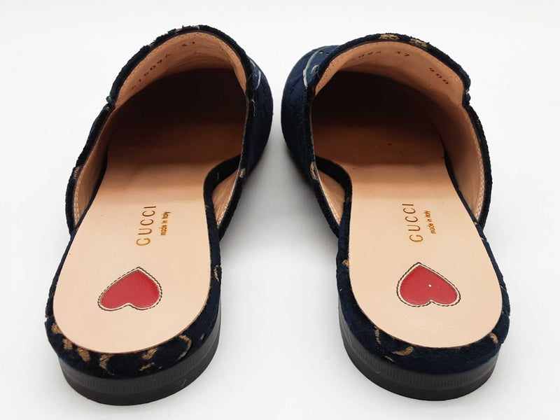 Gucci 475094 Princetown Gg Blue Velvet Mule Slides Size Eu 37 Do0925oxzde