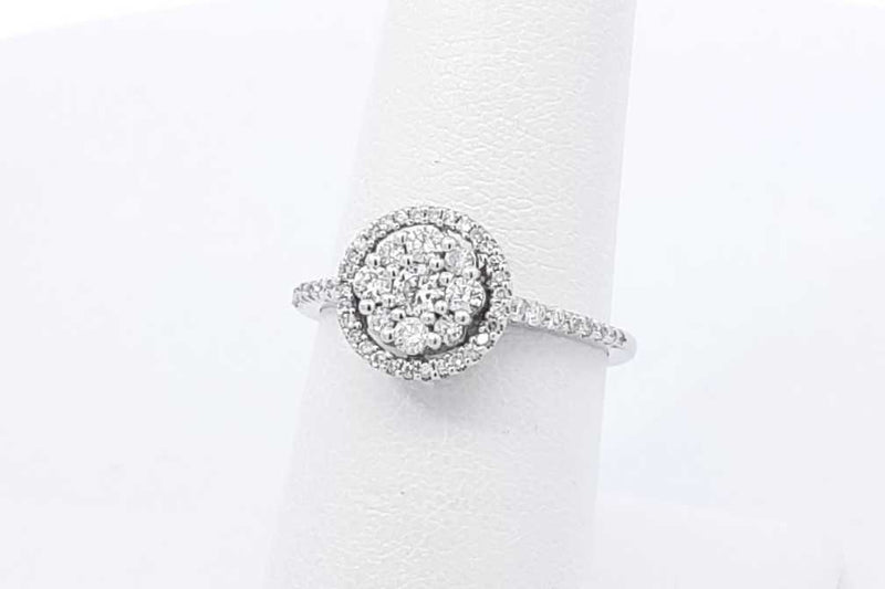 0.26ctw Diamond Ring In 10k White Gold 2.7 Grams Size 6.75 Eb1025oxrdu