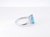 Blue Topaz & Diamond Ring In 10k White Gold 2.3 Grams Size 7 Fw1225rzdu