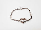 Gucci Sterling Silver Interlocking Logo Heart Bracelet Size 17 Do1123lrxde