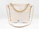 Chanel En Vogue Rope Hobo Bag In White Crumpled Calfskin Fw0525olxzdu