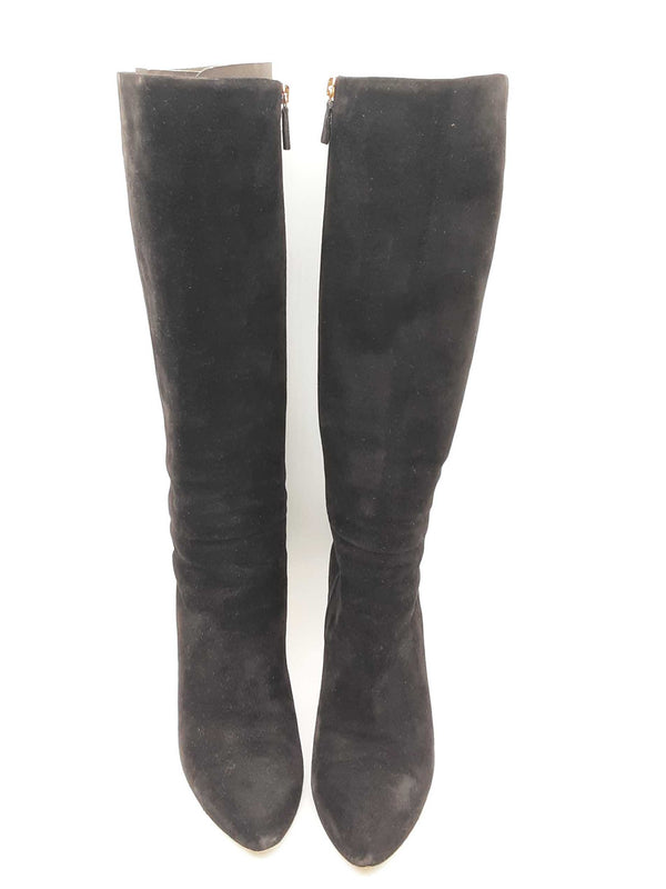 Gucci Vitello Vernice Soft Black Suede Knee High Boots Size Eu 36 Do0225rxde