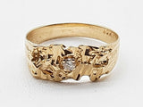 0.02 Carat Natural Diamond 14k Yellow Gold 1.7g Nugget Ring Size 4.5 Do0526lcrde