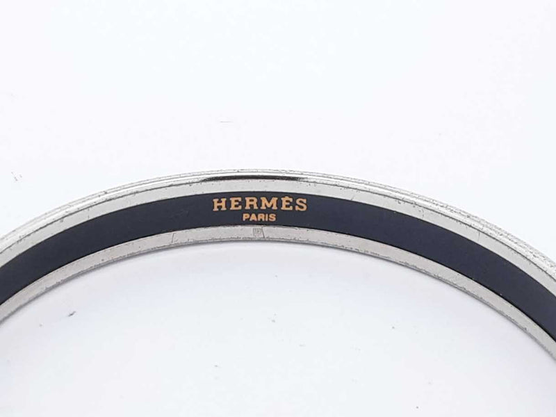 Hermes Blue & White Enamel Flower Bangle Bracelet 18.5 Grams Eb0824oprdu