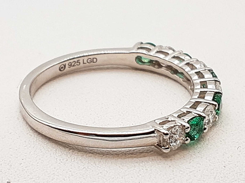 Lab Grown Diamonds Emeralds 0.925 Silver 1.9g Ring Size 7 Do0525pcde