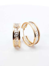 18k Yellow Gold Greek Key Hoop Earrings 5.4 Grams Fw0826perdu