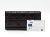 Christian Dior Wallet In Dark Brown Cannage-quilted Lambskin Leather Fw0626ozxdu