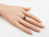 Gucci Chain Logo Ring In Sterling Silver & Black Enamel 8.4 Grams Size 22 / Us 10 Fw0626cxdu