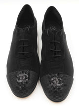 Chanel Mesh Crystal Cap Toe Cc Lace Up Oxfords Size 40 Eb1225lpxdu