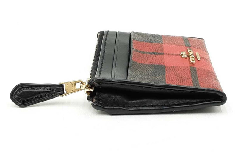 Coach Mini Skinny Id Case In Tartan Plaid Eb1125oxdu
