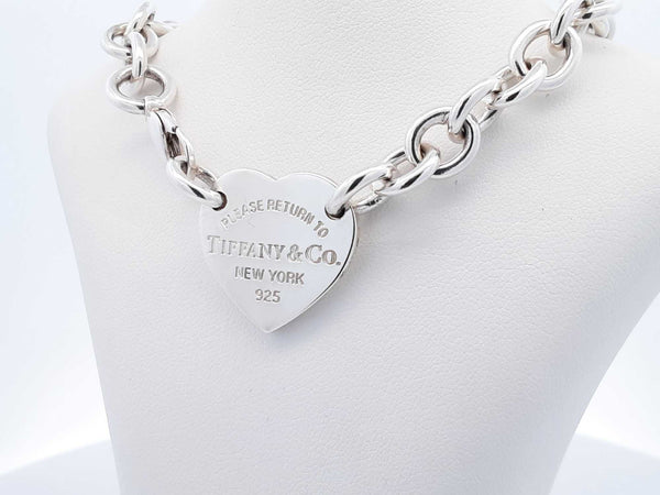 Tiffany & Co. Return Heart Tag Necklace In 925 Silver 48g 15 Inch