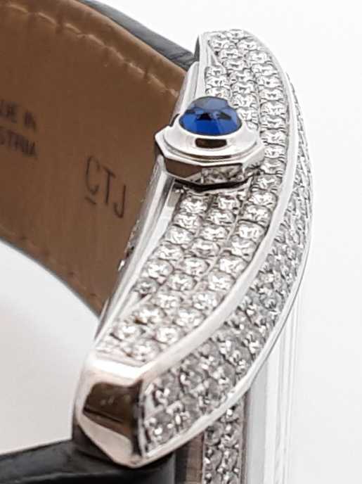 Cartier Tank Mc 2.13 Cttw Aftermarket Diamond & Steel Automatic 34mm Watch Fw1025lozxdu