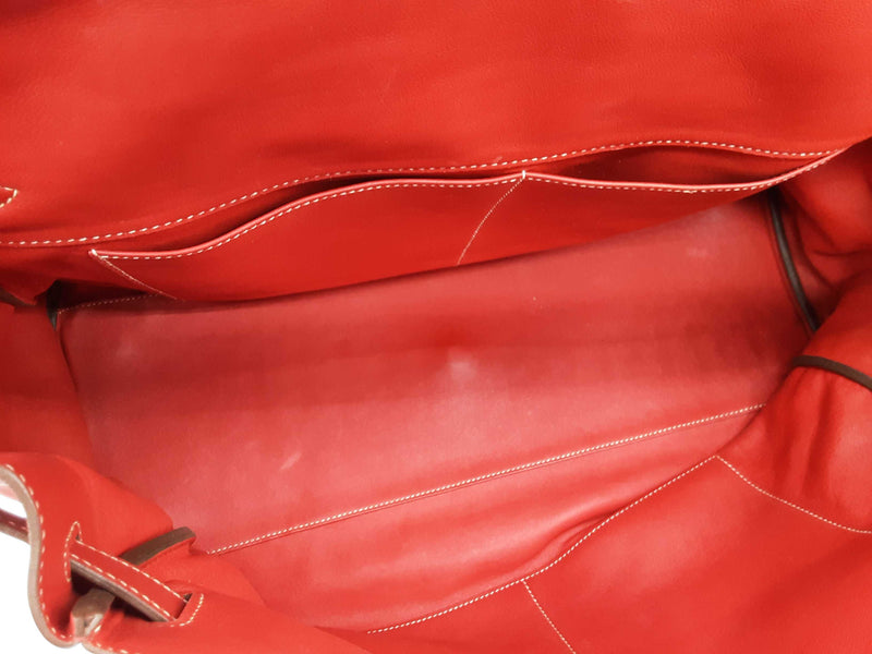 Hermes Kelly 50 Brique Red Swift Leather Palladium Duffle Bag Do0623lrrxzde