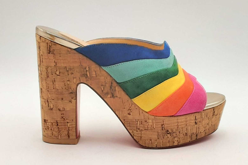 Christian Louboutin Rainbow Suede O Sister Platform Mules Size 36 Eb1224lxzsa