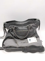 Balenciaga Le City Gray Leather Top Handle Bag Eb0726rxzsa