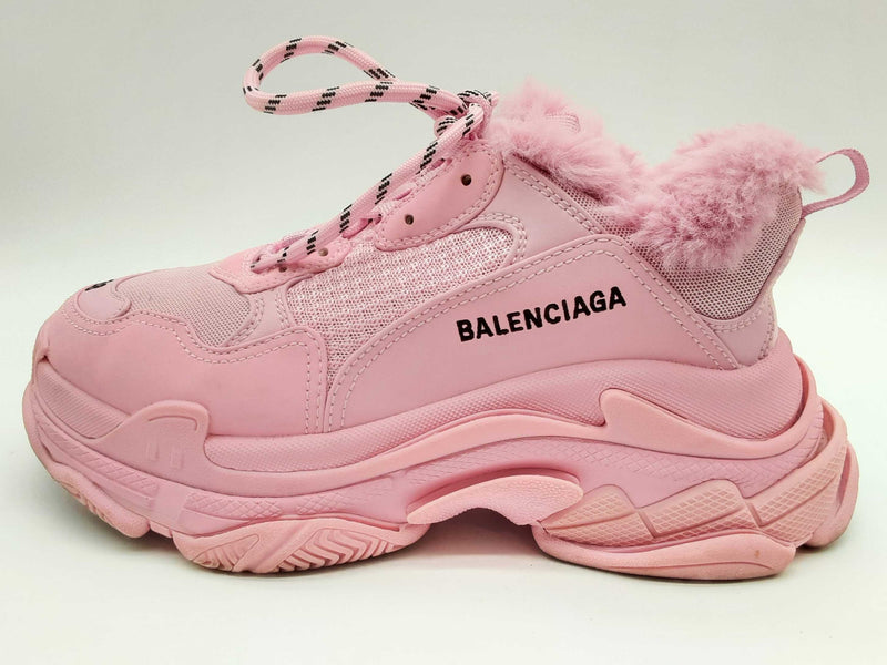 Balenciaga Triple S Faux Fur Pink Shoes Size Eu 38/ Us 8 Do0324oxzde